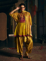 Mustard yellow womens dhoti suit