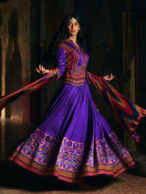 Royal blue womens patola print lehenga choli