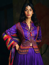 Royal blue womens patola print lehenga choli