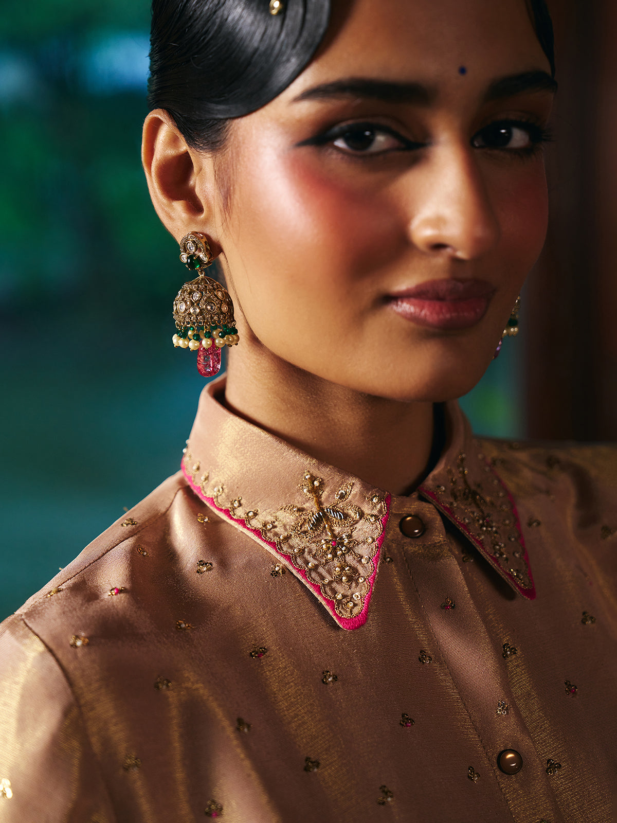 Pink beige womens banarasi brocade lehenga choli