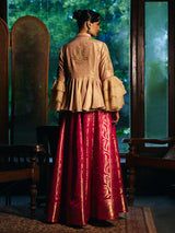 Pink beige womens banarasi brocade lehenga choli
