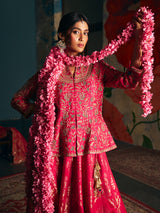 Magenta pink womens mughal angrakha lehenga choli