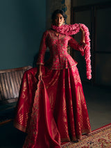 Magenta pink womens mughal angrakha lehenga choli