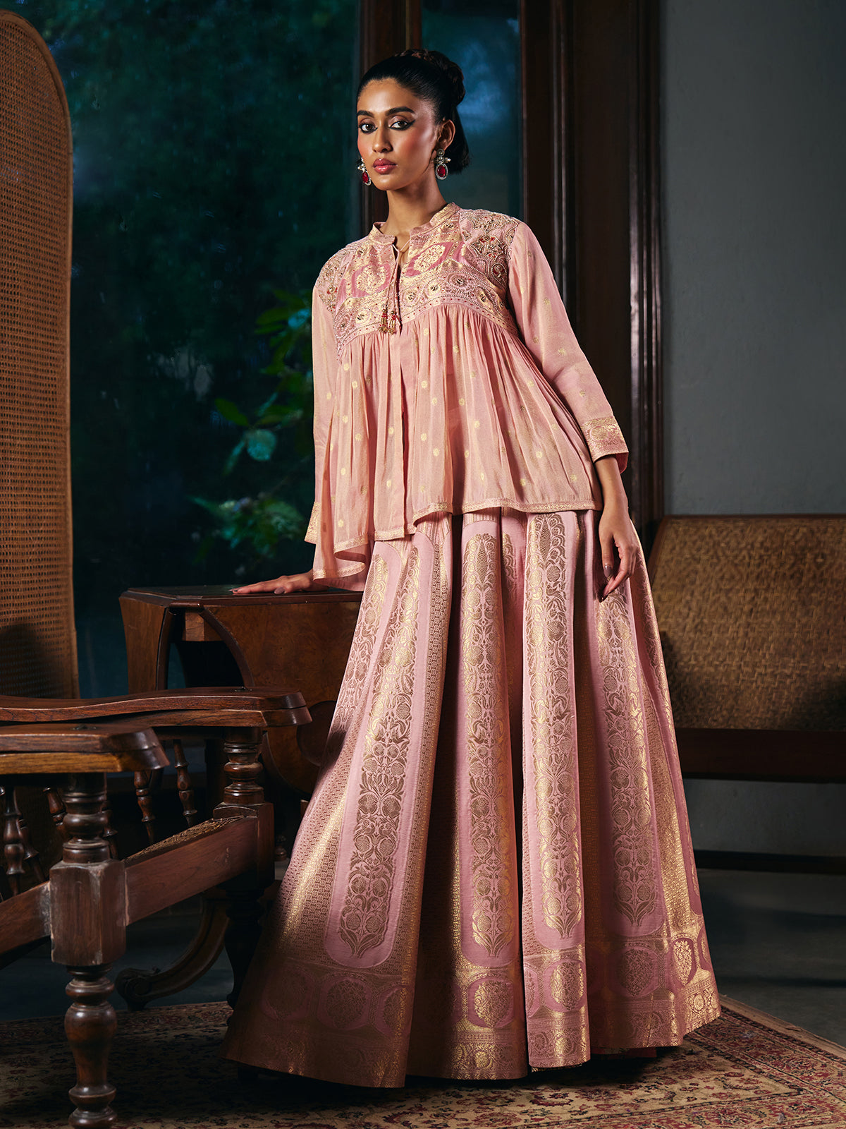 Onion pink womens indo western lehenga choli