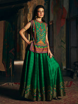 Green womens kutchi embroidered lehenga choli