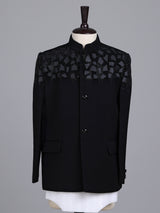 Black boys coat suit with geometric mosaic rhinestone detailing