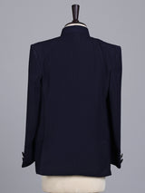 Navy boys jodhpuri suit with embellished crest motif for celebrations