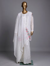 White tissue silk sharara suit with cutdana and tassel detailing