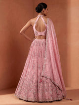Pastel pink silk lehenga choli with embellished festive detailing