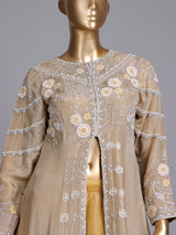 Yellow tissue silk designer palazzo suit with shaded dupatta