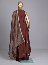 Dark brown raw silk designer palazzo suit with palazzo styling