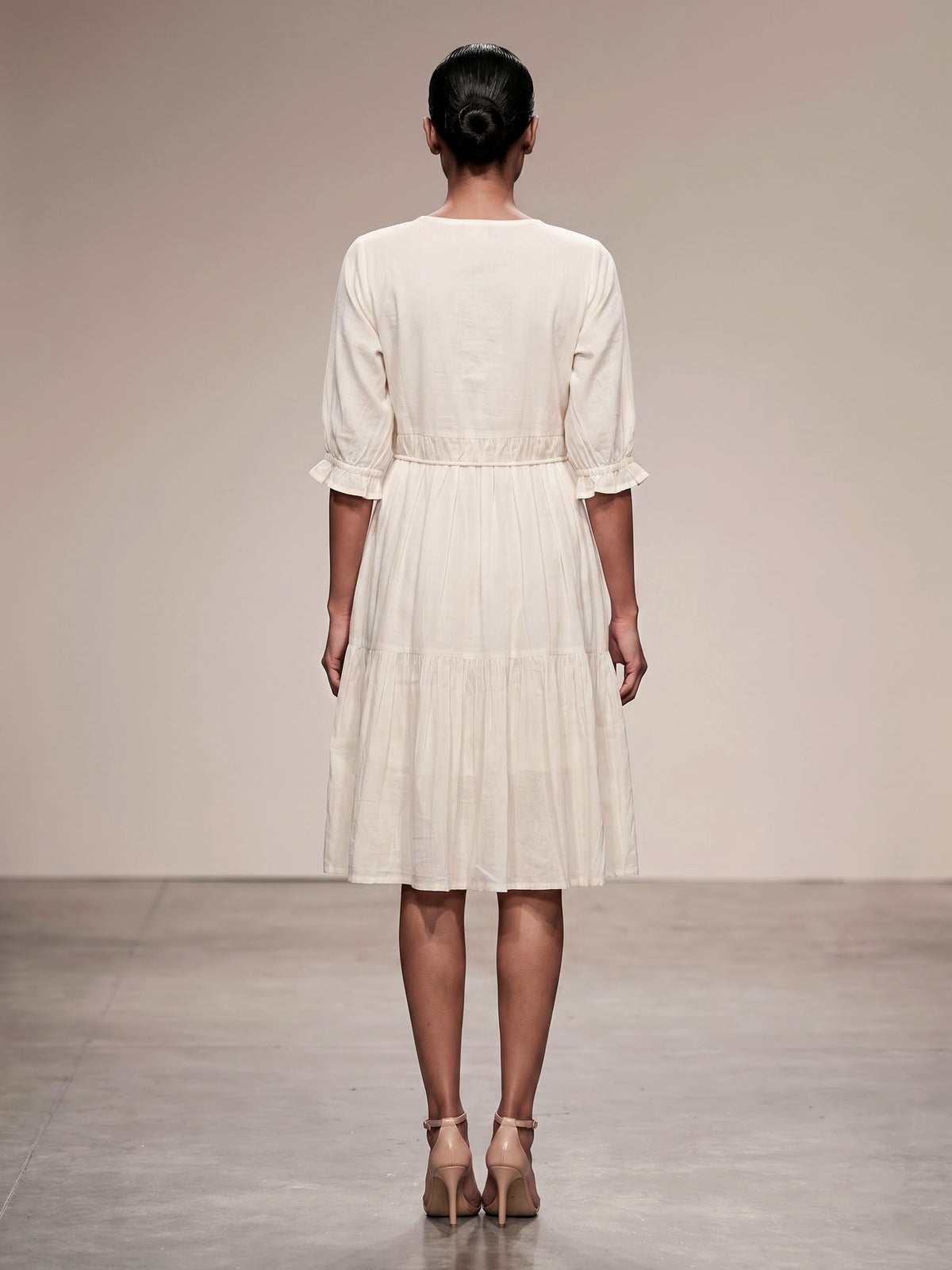 Off white cotton blend designer kurti with embroidery