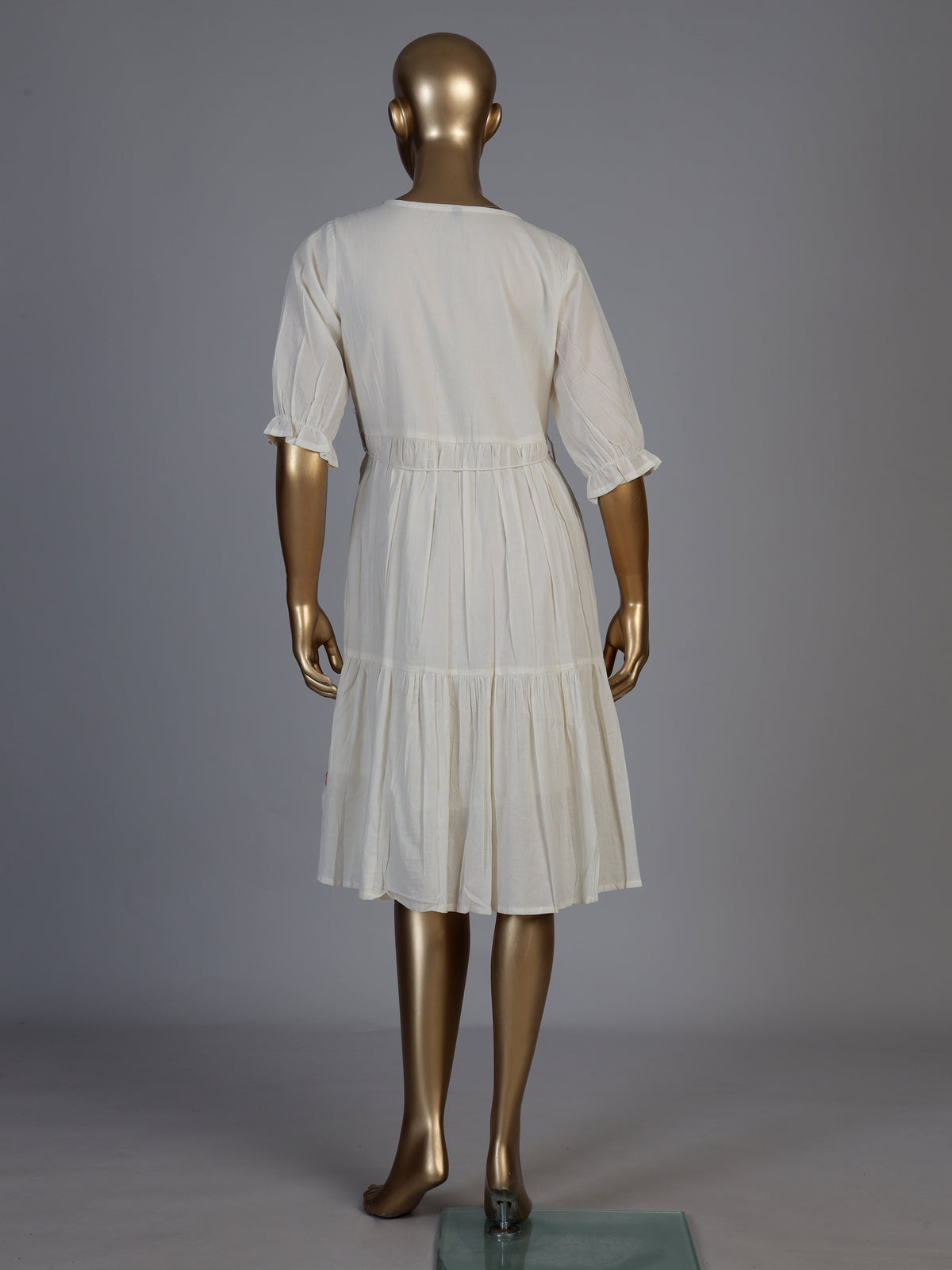 Off white cotton blend designer kurti with embroidery