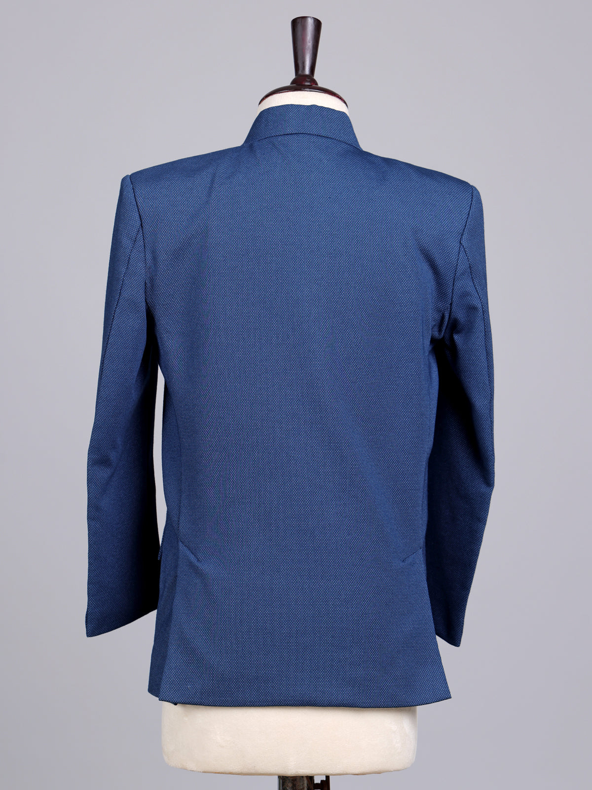 Blue terry rayon boys Jodhpuri suit with metallic brooch