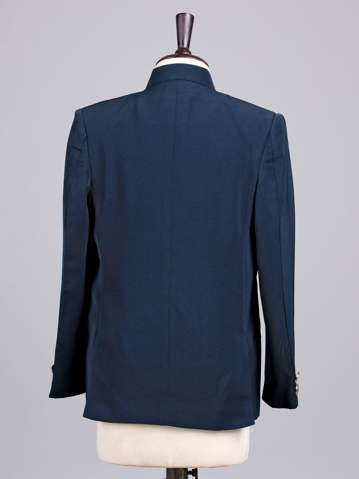 Navy terry rayon boys Jodhpuri suit with antique buttons