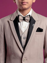 Beige textured terry rayon boys coat suit for occasions