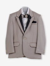 Beige textured terry rayon boys coat suit for occasions
