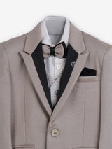 Beige textured terry rayon boys coat suit for occasions