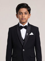 Black terry rayon boys coat suit with shawl lapel styling