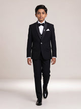 Black terry rayon boys coat suit with shawl lapel styling