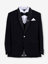 Black terry rayon boys coat suit with shawl lapel styling