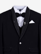 Black terry rayon boys coat suit with shawl lapel styling