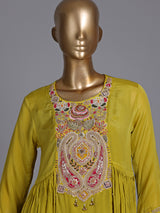 Liril green chiffon silk designer palazzo suit with gota detailing