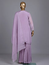 Lilac purple chiffon silk sharara suit with embellished dupatta
