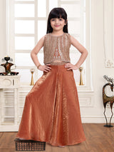 Rust orange tissue silk girls palazzo suit