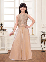 Pastel beige tissue silk girls palazzo suit