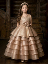 Brown peplum style girls gown