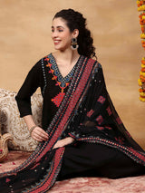 Black kutch printed women kurti set