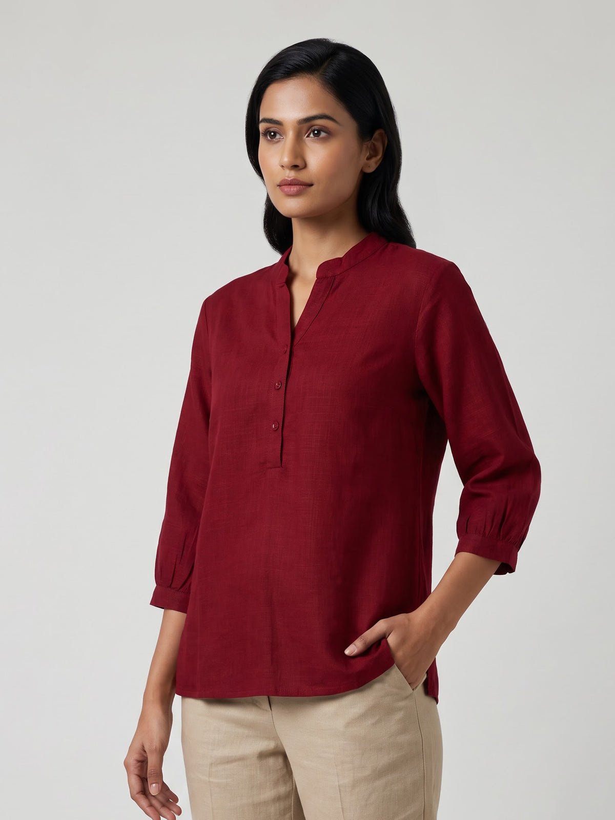 Red womens stylish short kurti