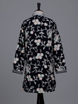 Black boys georgette kurta suit with contrasting floral threadwork