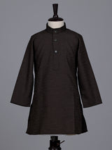 Brown boys cotton kurta suit with elegant thread weaving