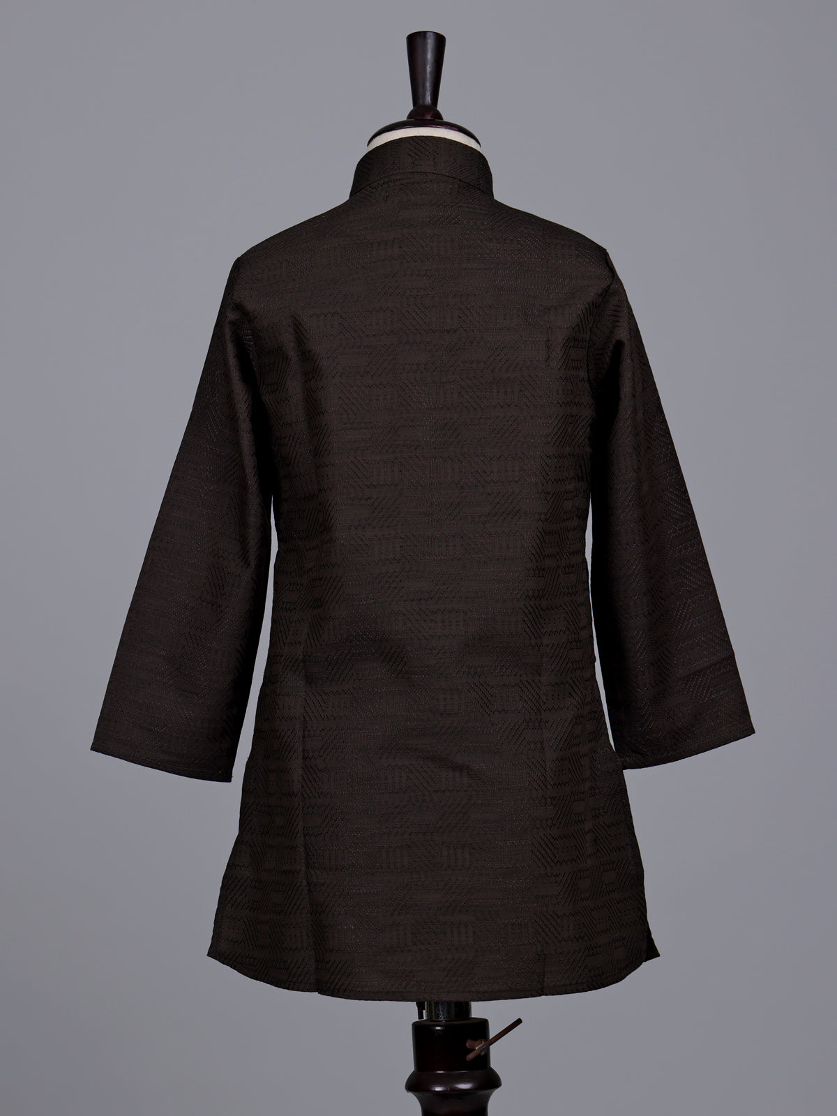 Brown boys cotton kurta suit with elegant thread weaving