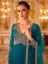 Rama blue majestic mughal womens floor suit