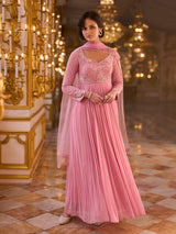 Magenta pink opulent floral womens floor suit