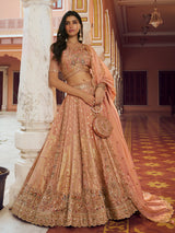 Onion pink floral silk women lehenga choli