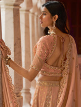 Onion pink floral silk women lehenga choli
