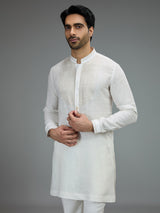 Off white smart mens kurta pajama with threadwork