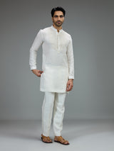 Off white smart mens kurta pajama with threadwork