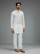 Off white smart mens kurta pajama with threadwork