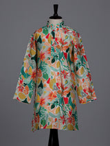Multicolor boys cotton silk kurta suit with botanical floral print