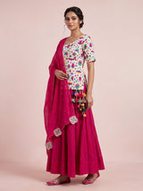 Red soft silk Navratri lehenga choli with charming stone accents