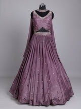 Purple silk wedding lehenga choli with dazzling diamond embellishments