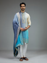 Blue and navy blue elegant mens kurta pajama with zardosi