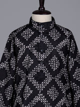 Black boys cotton kurta suit with contemporary printed detailing