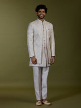 Lilac lavender premium jacquard men designer jacket indo western