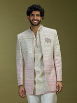 Off white shaded premium art silk indo western